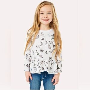 Chaser Long Sleeve grey butterfly t shirt Sz 6 NEW